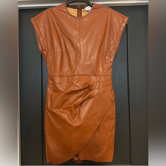 remain leather dress Regina Faux Leather Button Front Mini Dress